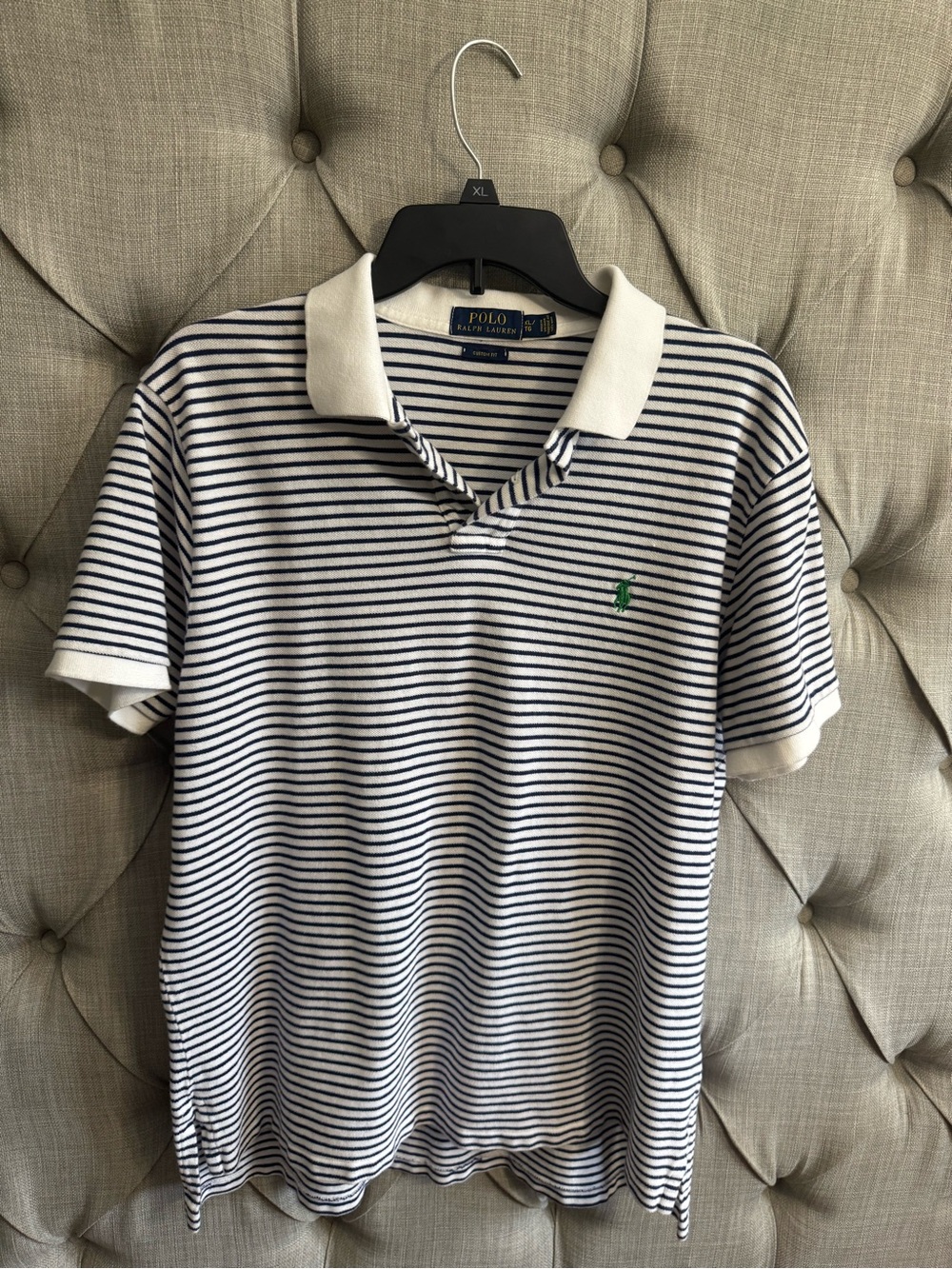 Polo by Ralph Lauren Men’s White & Navy Striped Polo